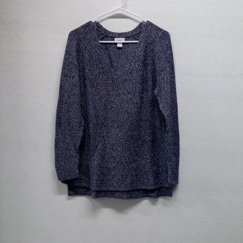 Old Navy Navy Blue And White Textured Knit Sweater